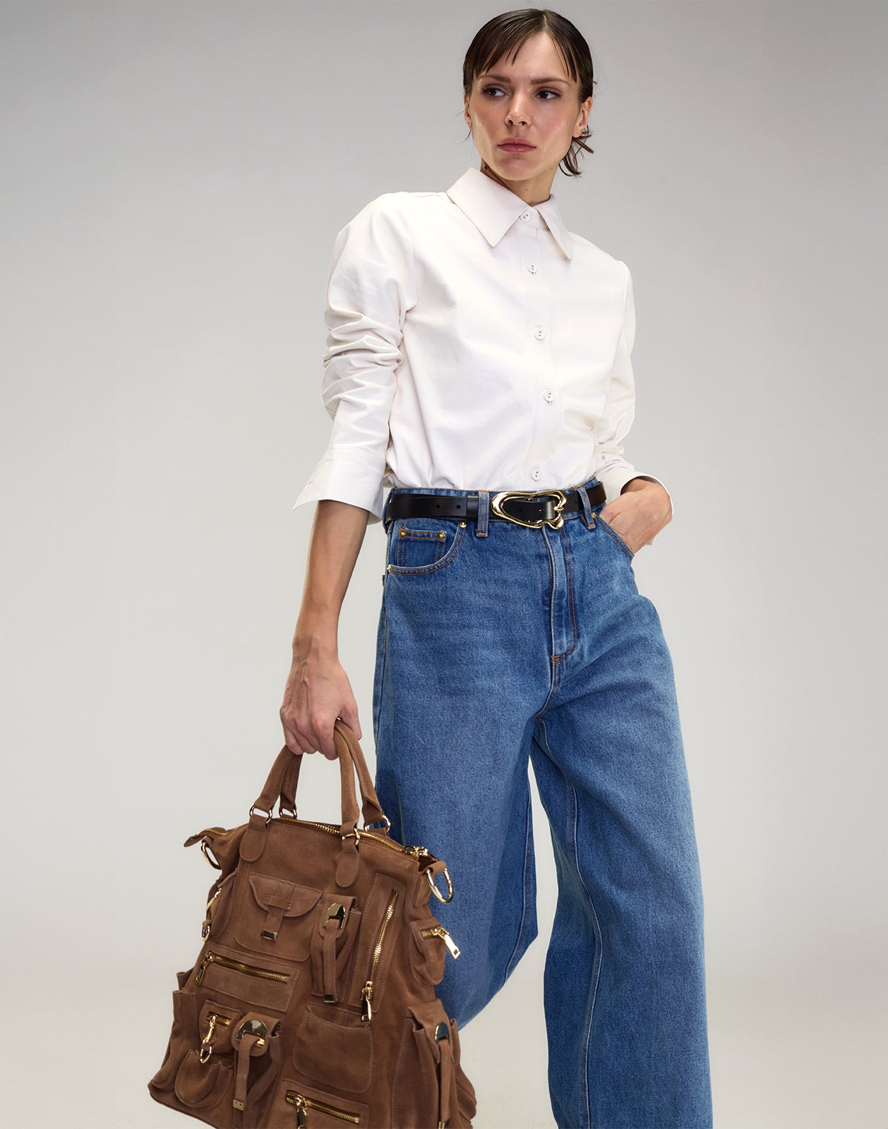 Cynthia Rowley The London Leather Button Up Shirt