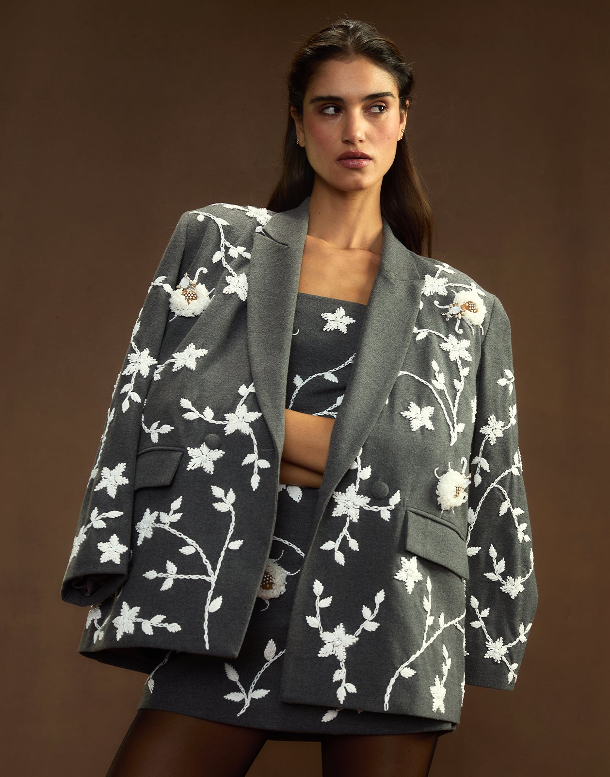 Cynthia Rowley Fleur Embellished Blazer