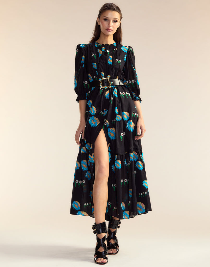 ワンピース ETMON Waist Pintuck Dress, Black Dani Pintuck Tie Neck Dress, Denim Black – North & Main