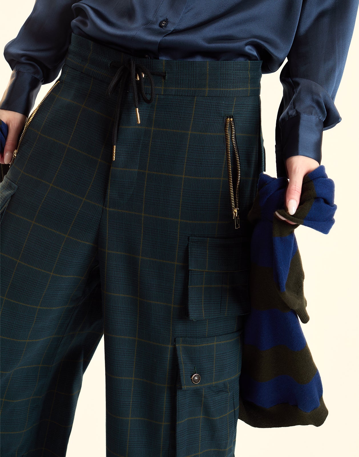 Cynthia Rowley Plaid Cargo Pants
