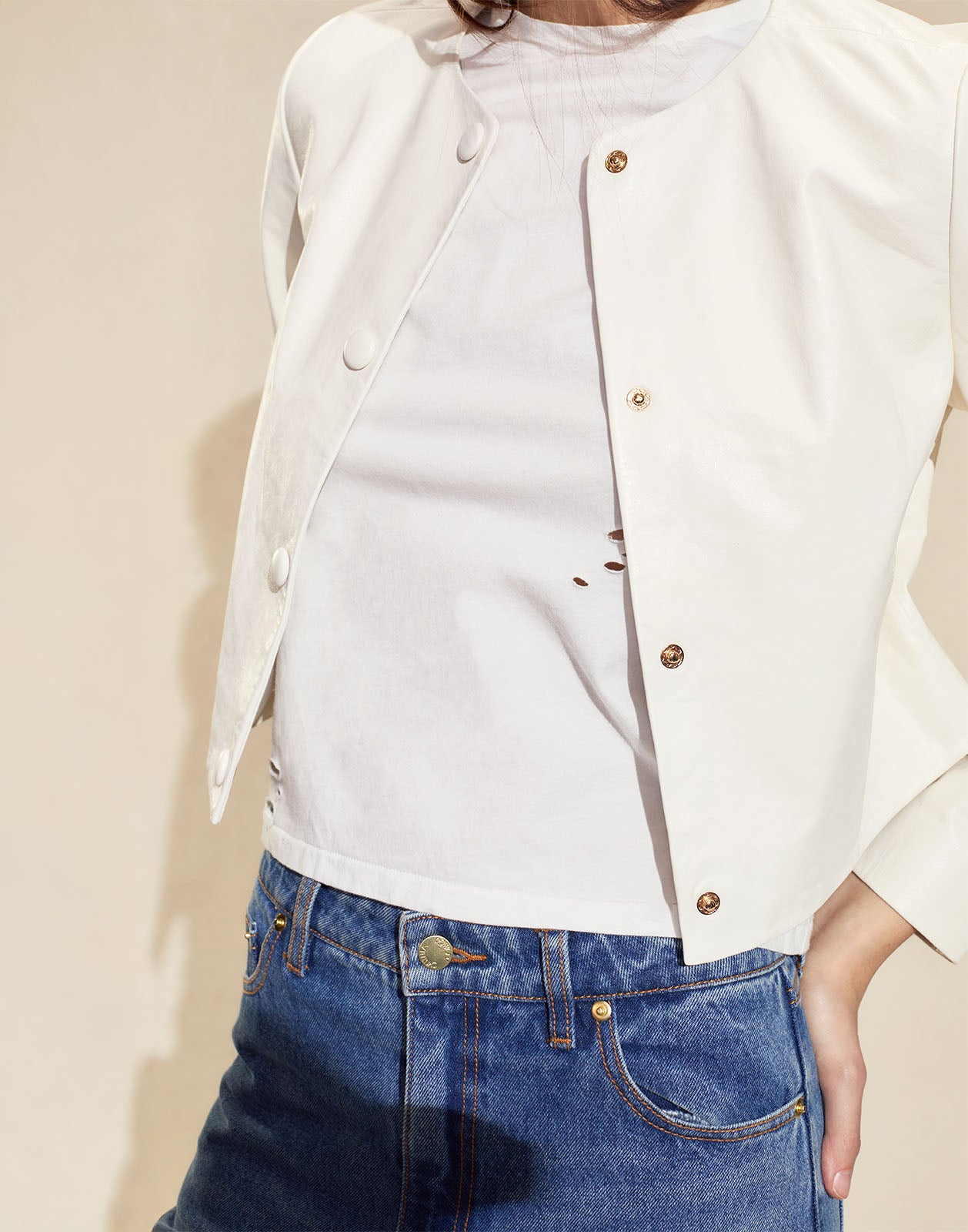 Cynthia Rowley The London Leather Cropped Jacket