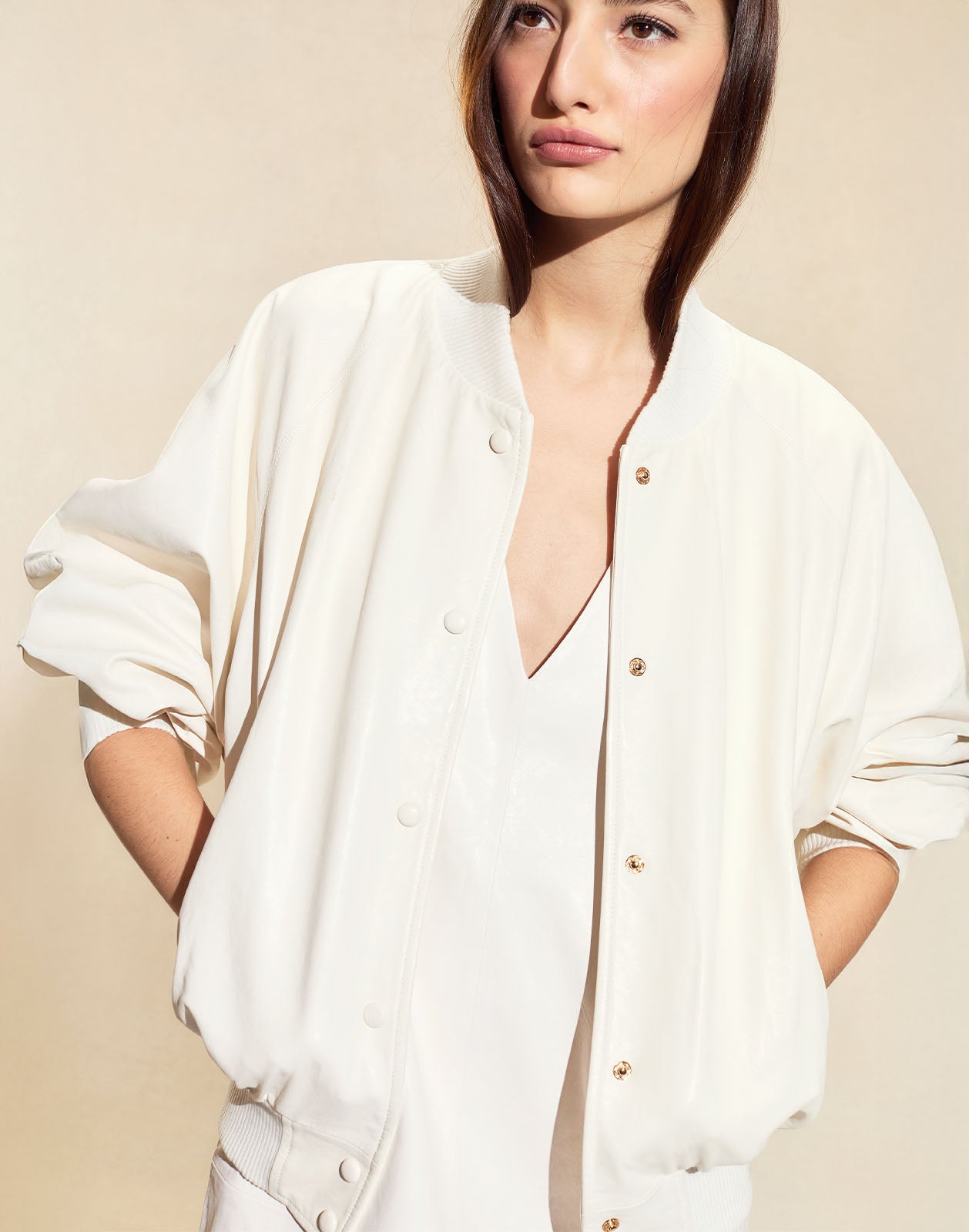 Cynthia Rowley Downtown Leather Bomber Jacket