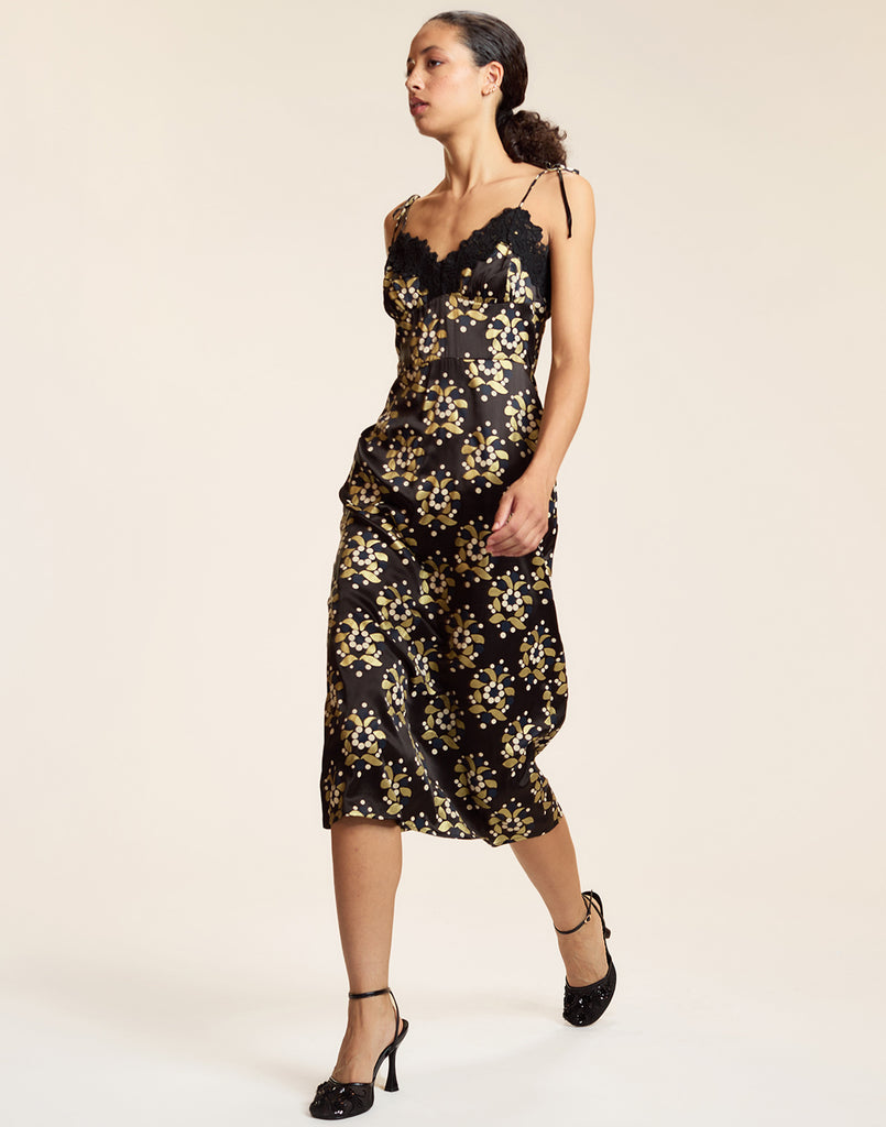 Gold Filigree Dress / Black-Gold / 8 / Cynthia Rowley