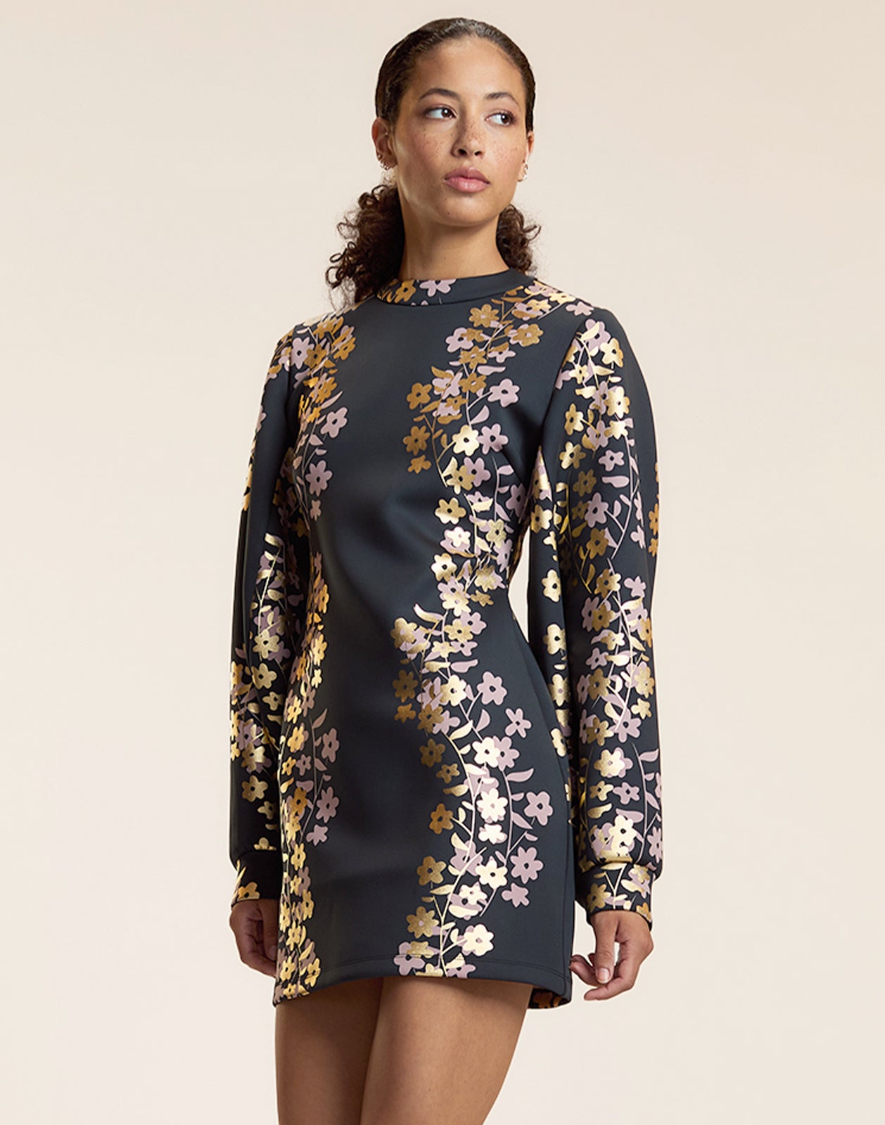 Metallic Bonded Mini Dress