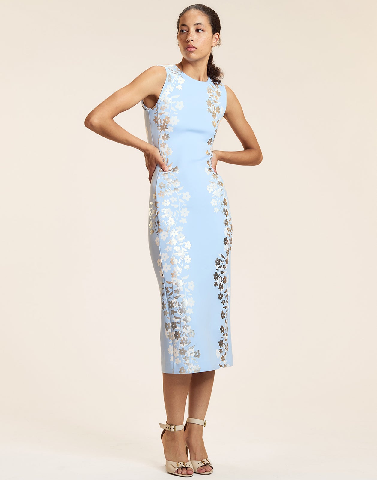 Metallic Bonded Midi Dress