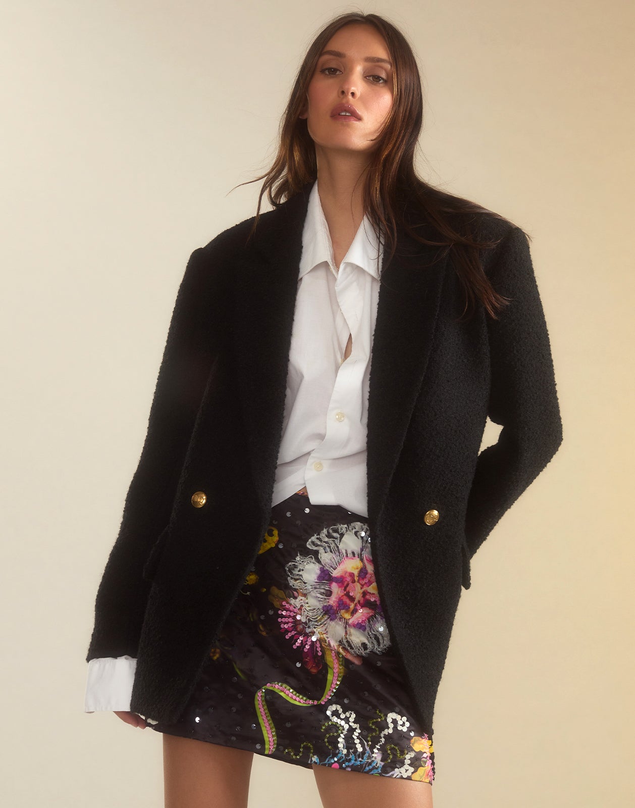 Cynthia Rowley Bardot Bouclé Blazer