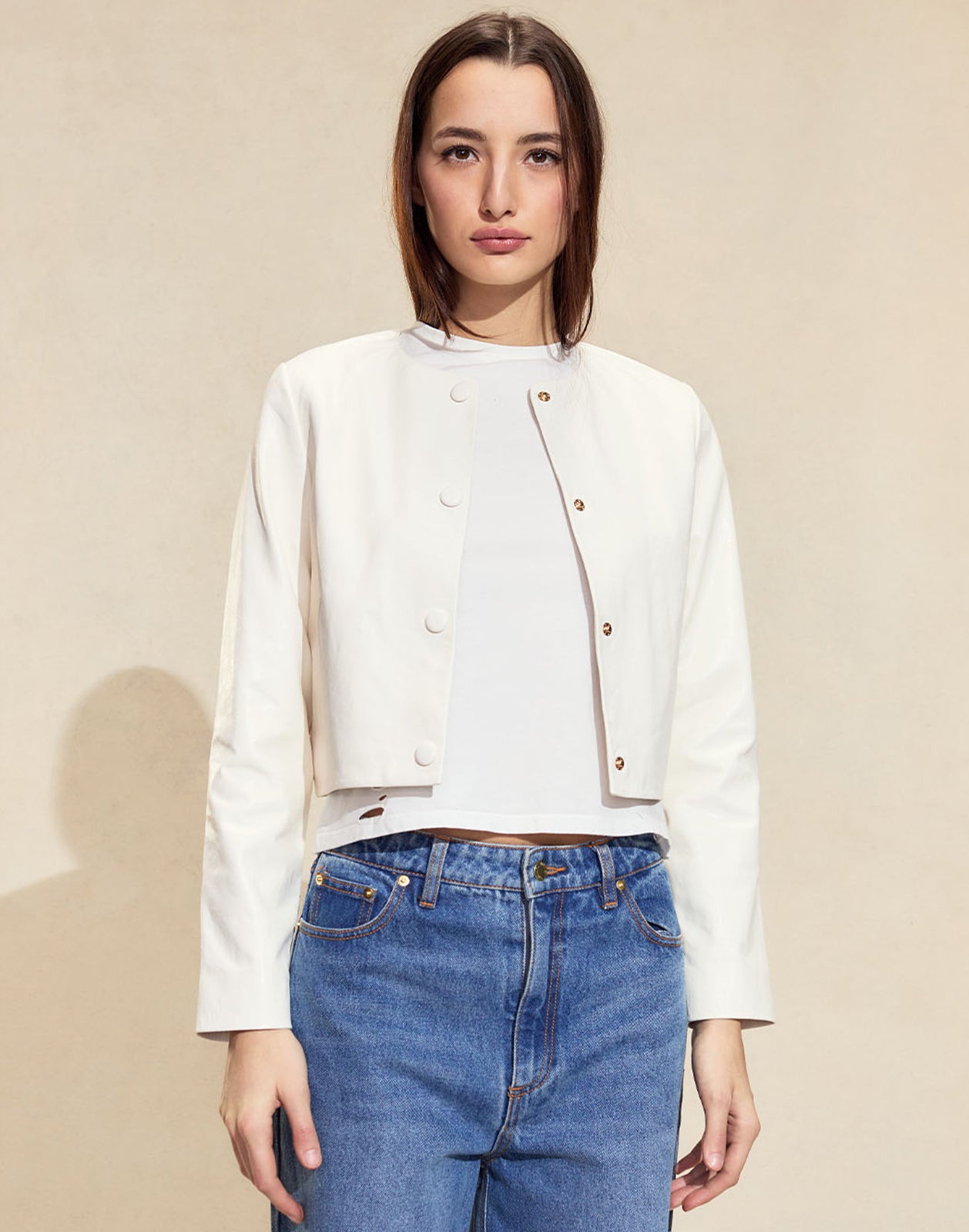 Cynthia Rowley The London Leather Cropped Jacket