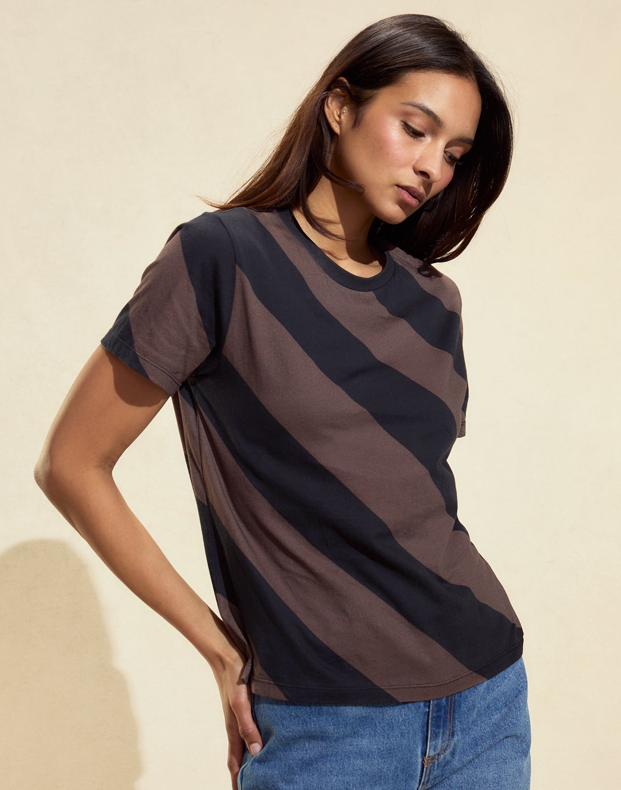 Cynthia Rowley Diagonal Stripe Tee