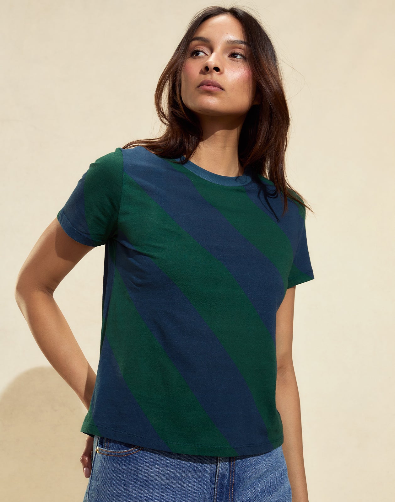 Cynthia Rowley Diagonal Stripe Tee
