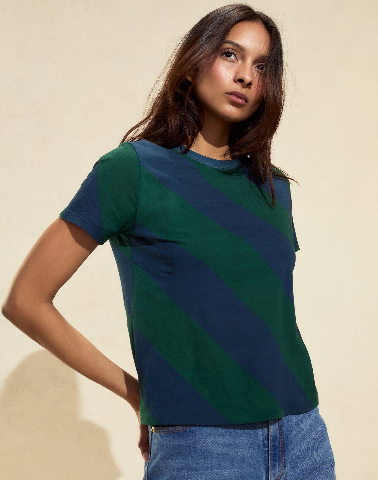 Cynthia Rowley Diagonal Stripe Tee