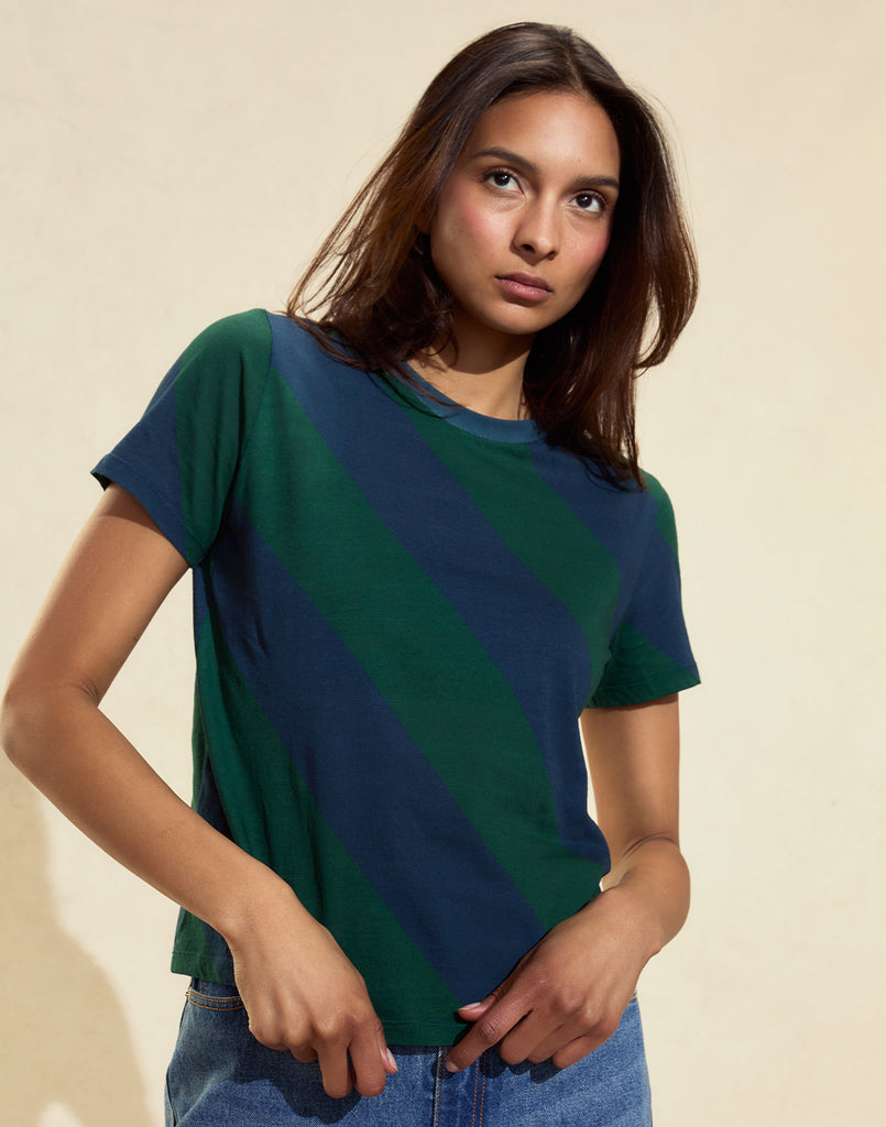Tシャツ・カットソー DIAGONAL : 25SS / STRIPE GRAPHIC PRINTING TEE (2COLORS) Multicolour Multicolor Striped Rib T-shirt | GANNI US