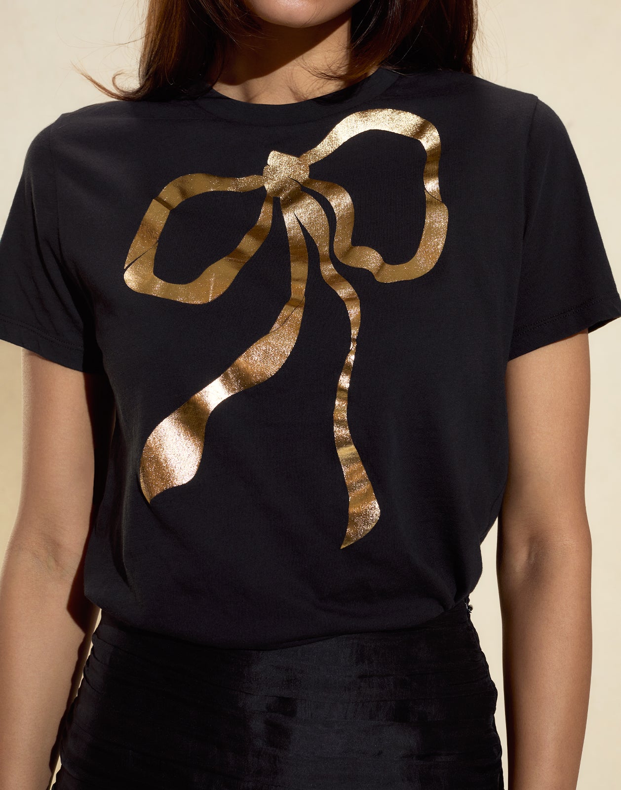 Cynthia Rowley Metallic Bow Tee