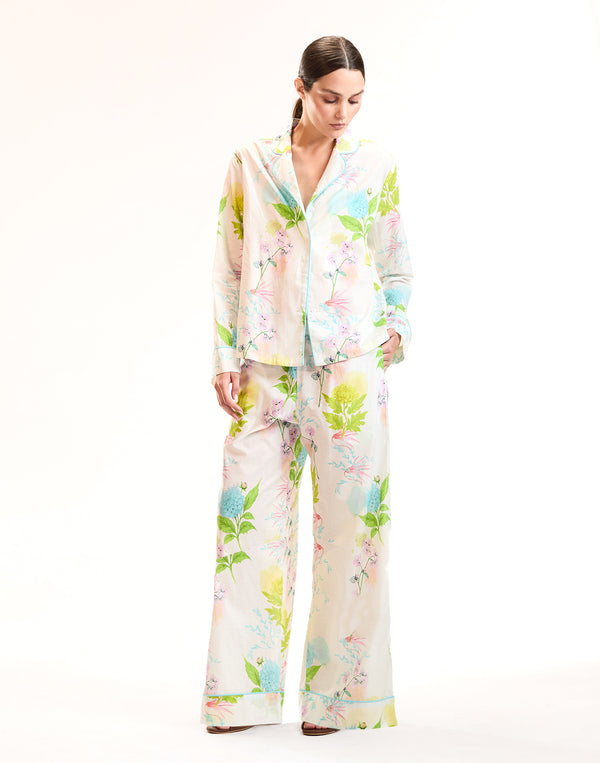 White Floral Cotton PJ Bottoms