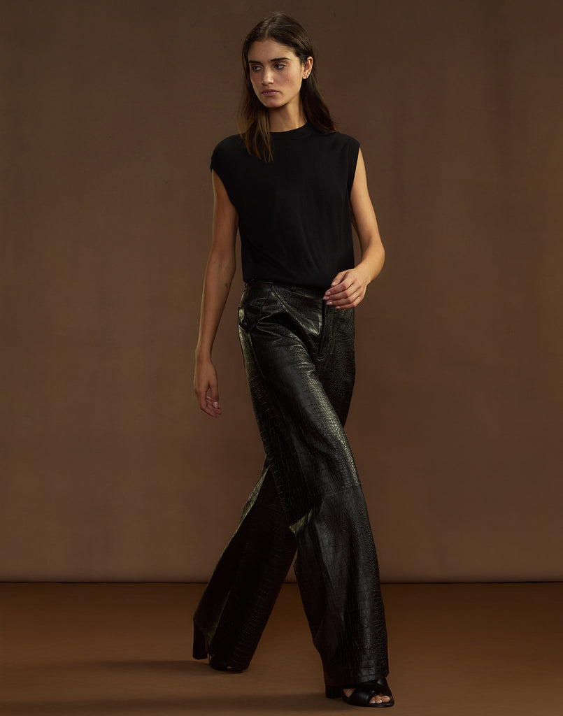 sheller leather like wrap culottes ブラック leather like wrap culottes – shéller / シェリエ