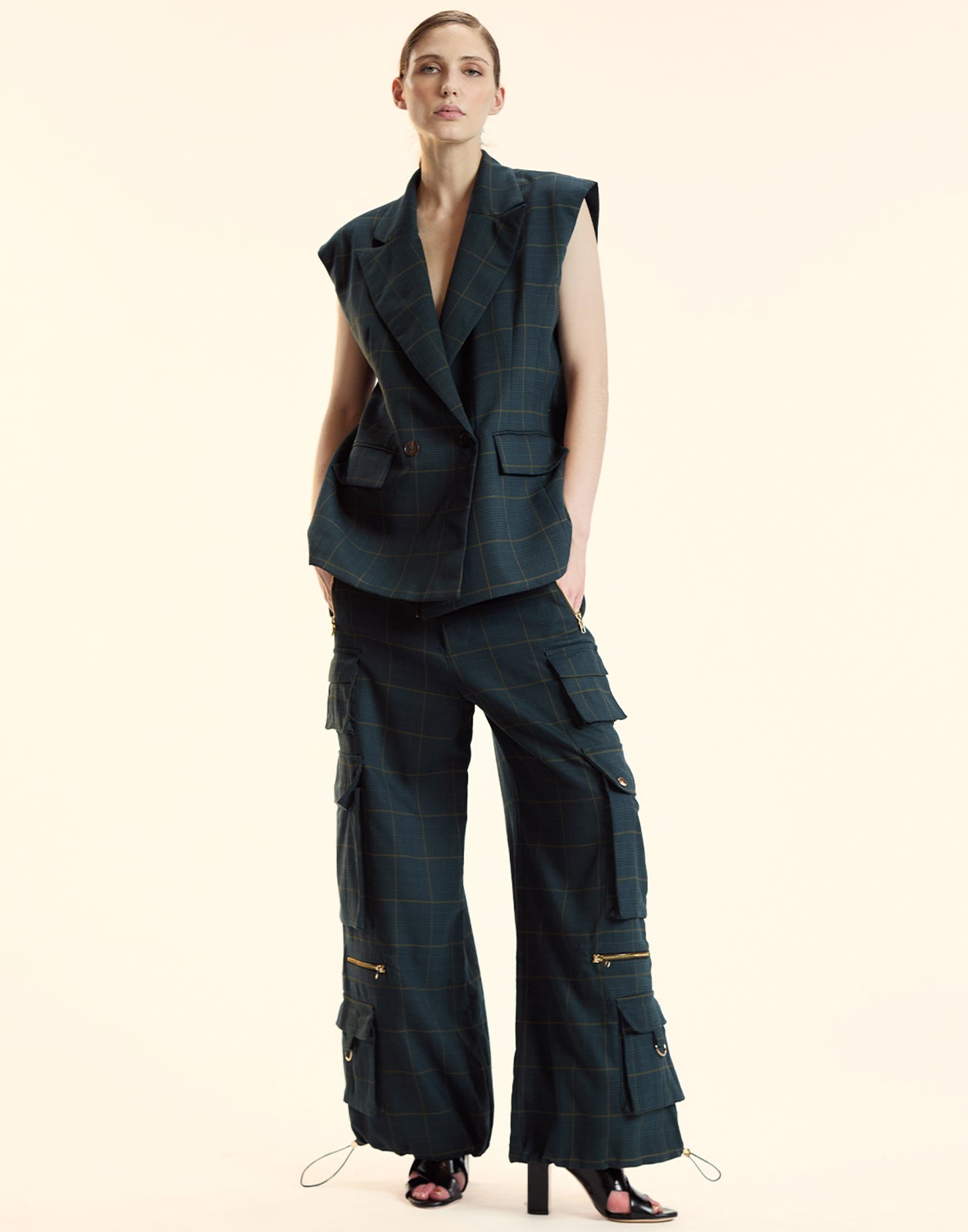 Cynthia Rowley Plaid Cargo Pants