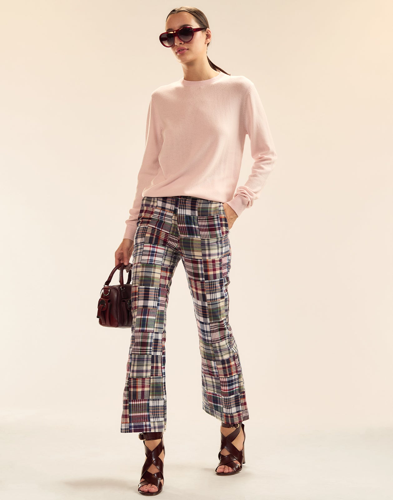 Cynthia Rowley Marisol Madras Cropped Trouser