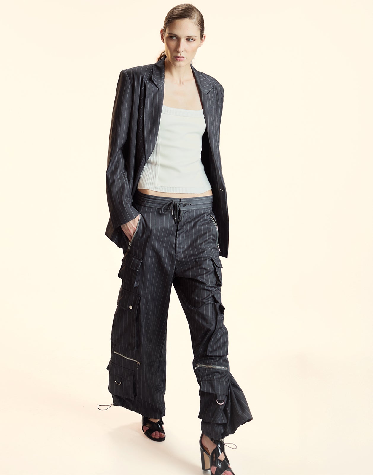Cynthia Rowley Pinstripe Cargo Pants
