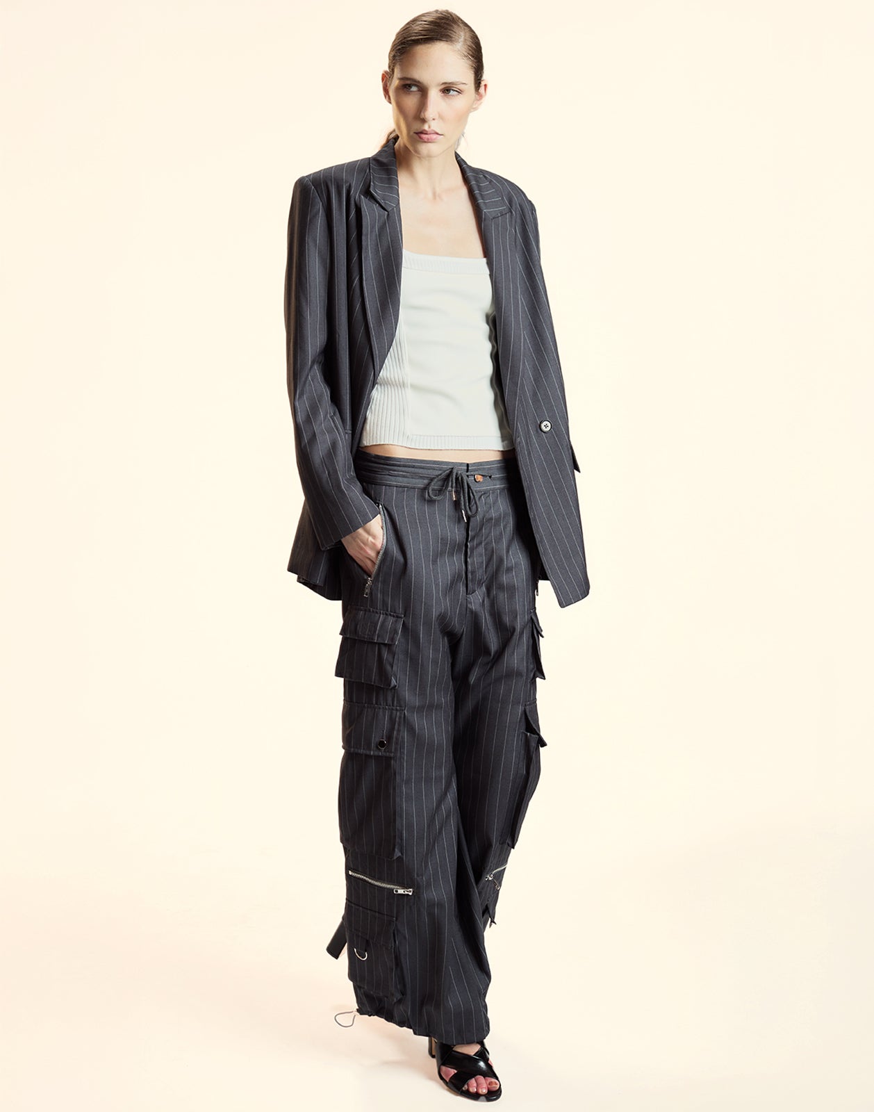 Cynthia Rowley Pinstripe Cargo Pants