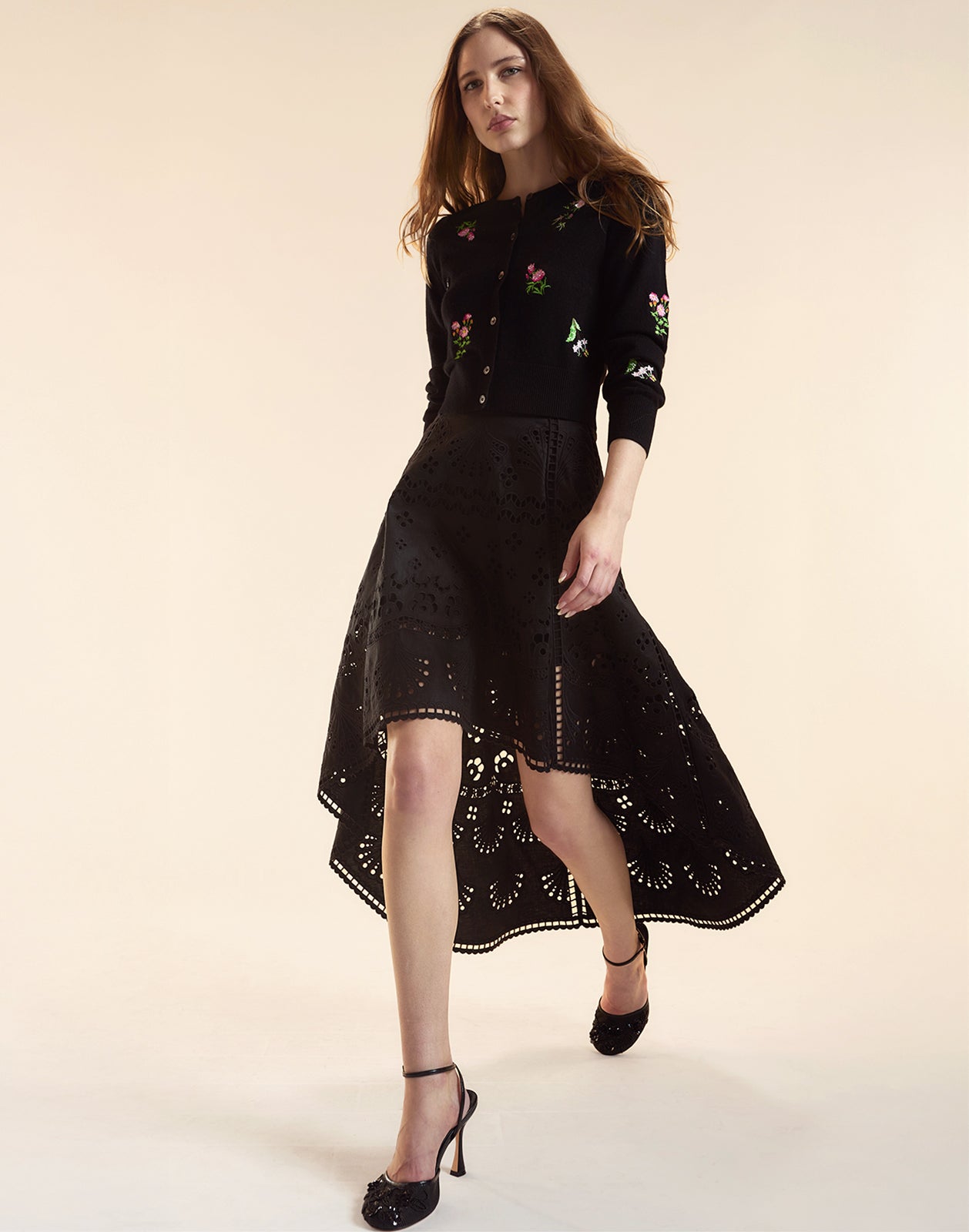 Cynthia Rowley Eva Embroidered High Low Skirt