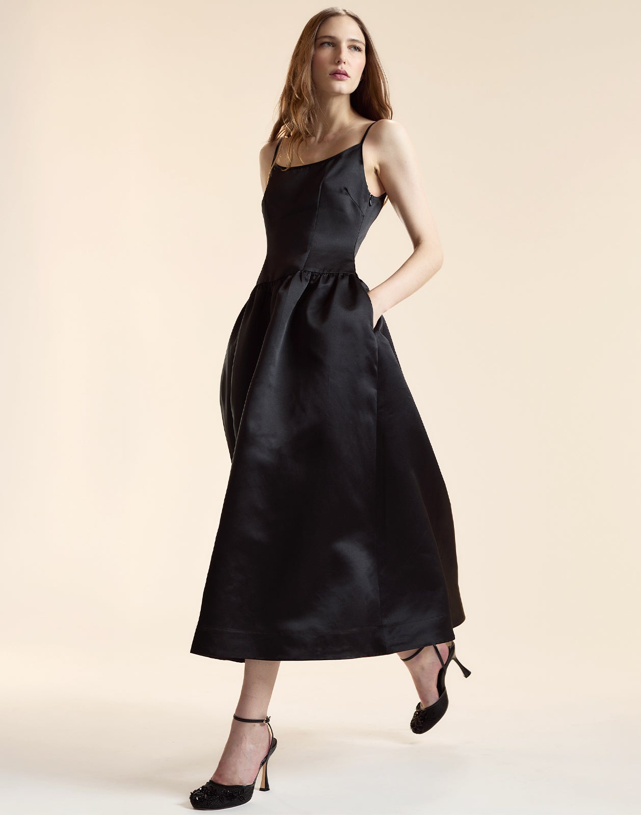 Cynthia Rowley Genevive Satin Midi Dress