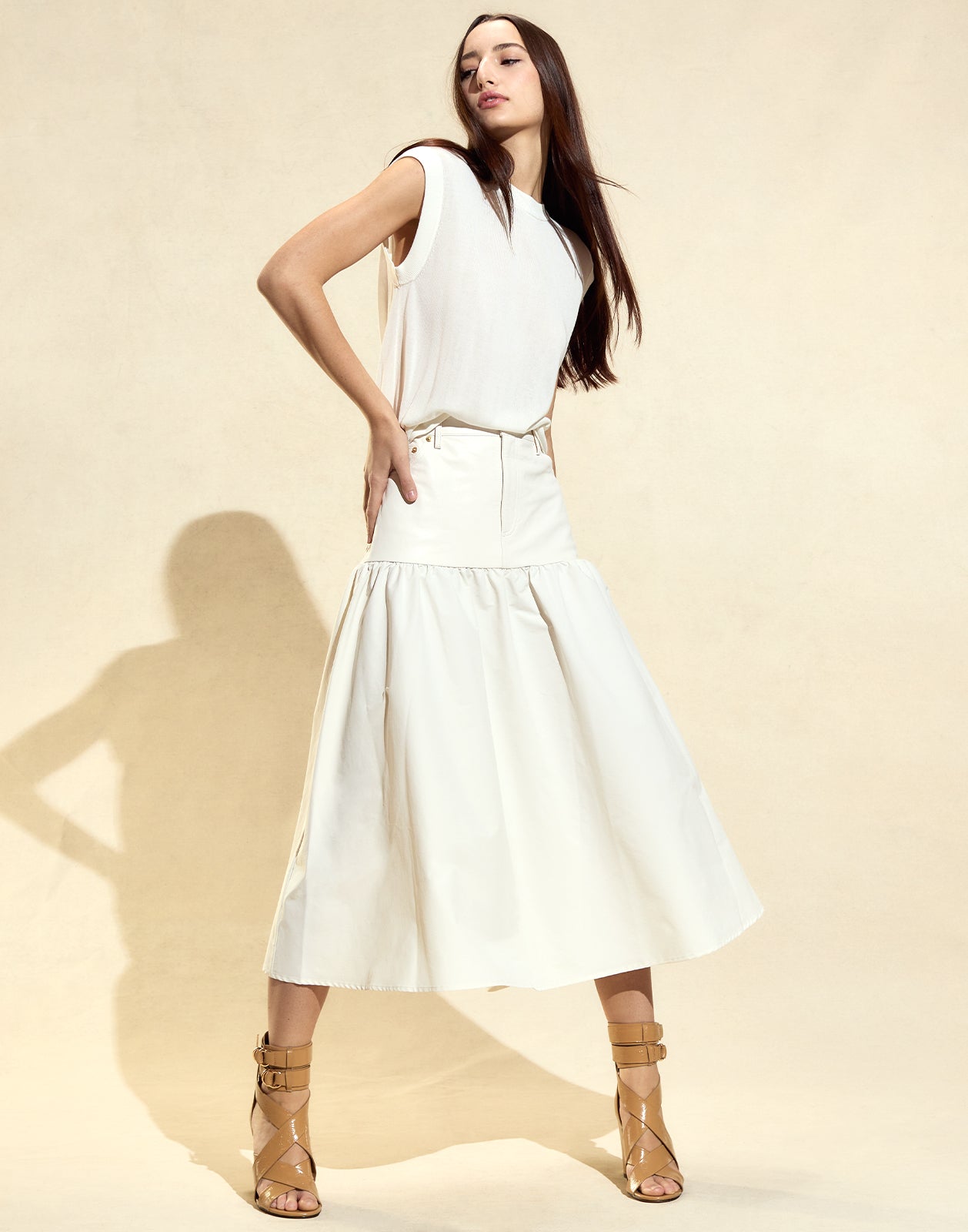Cynthia Rowley Downtown Leather Nylon Skirt