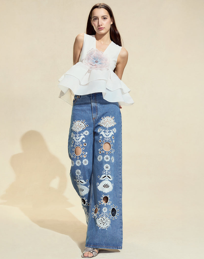 トップス RE.MUSE 3D FLOWER ORGANDY BLOUSE Daphne Organza Top – Cynthia Rowley