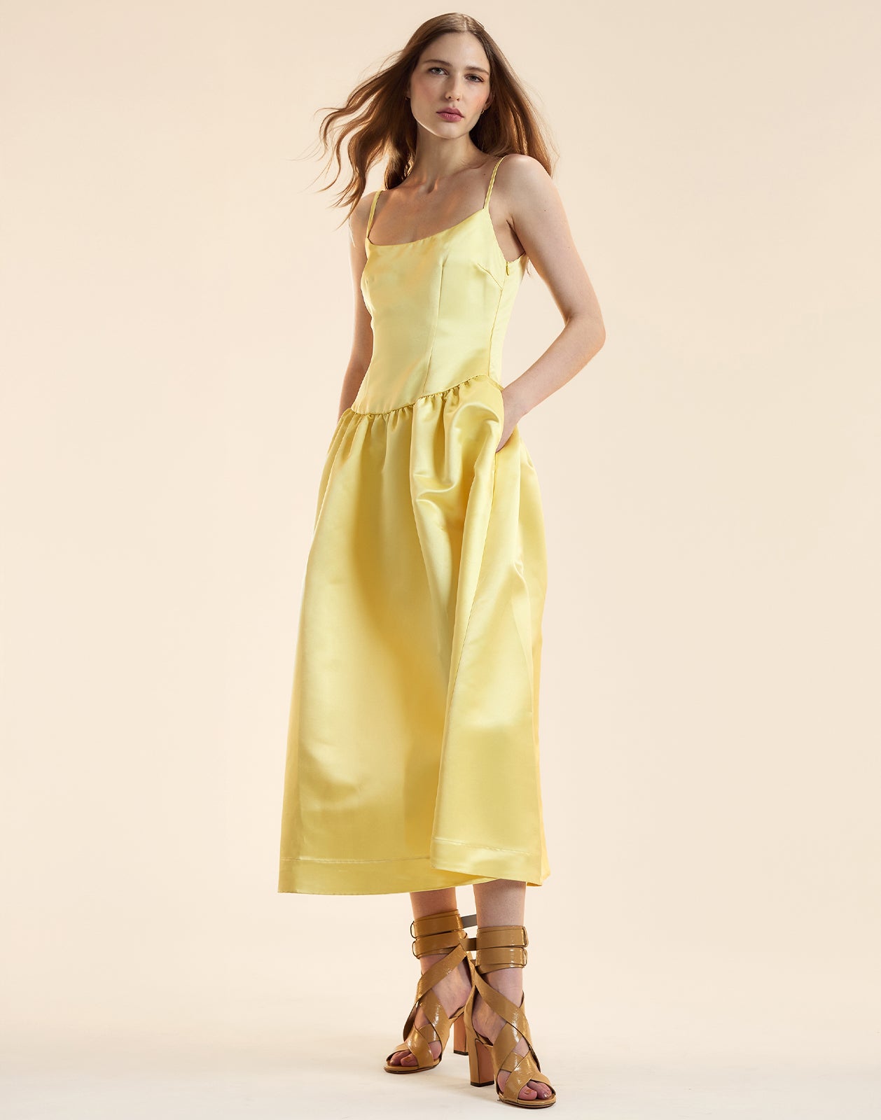 Cynthia Rowley Genevive Satin Midi Dress