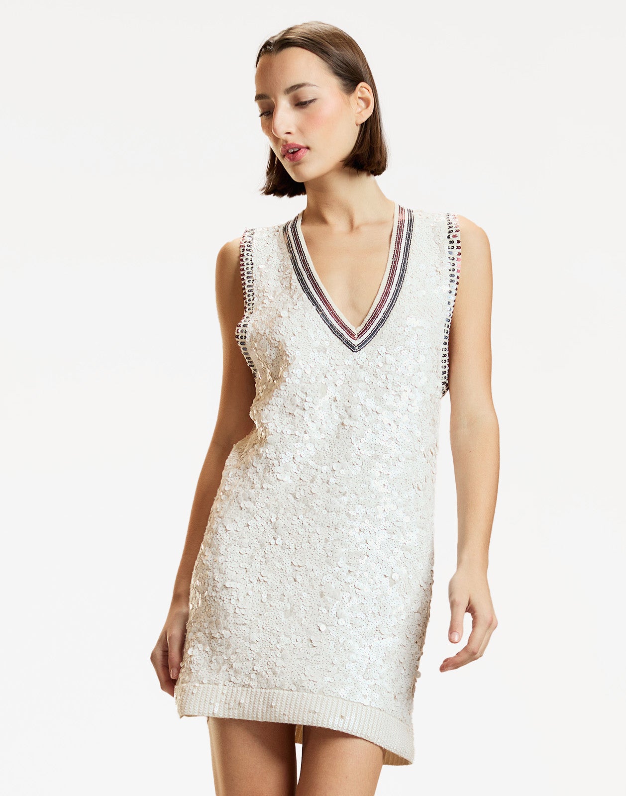 cynthia rowley knit dress Sequin V-Neck Mini - White group_vixen mini dress this dress feels like WHAT IS LIFE IF Color:Spiced Red