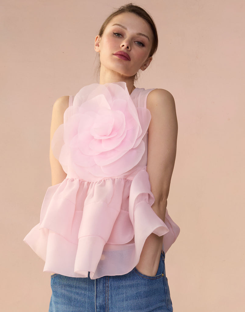 Chloe Organza Flower Top – Cynthia Rowley