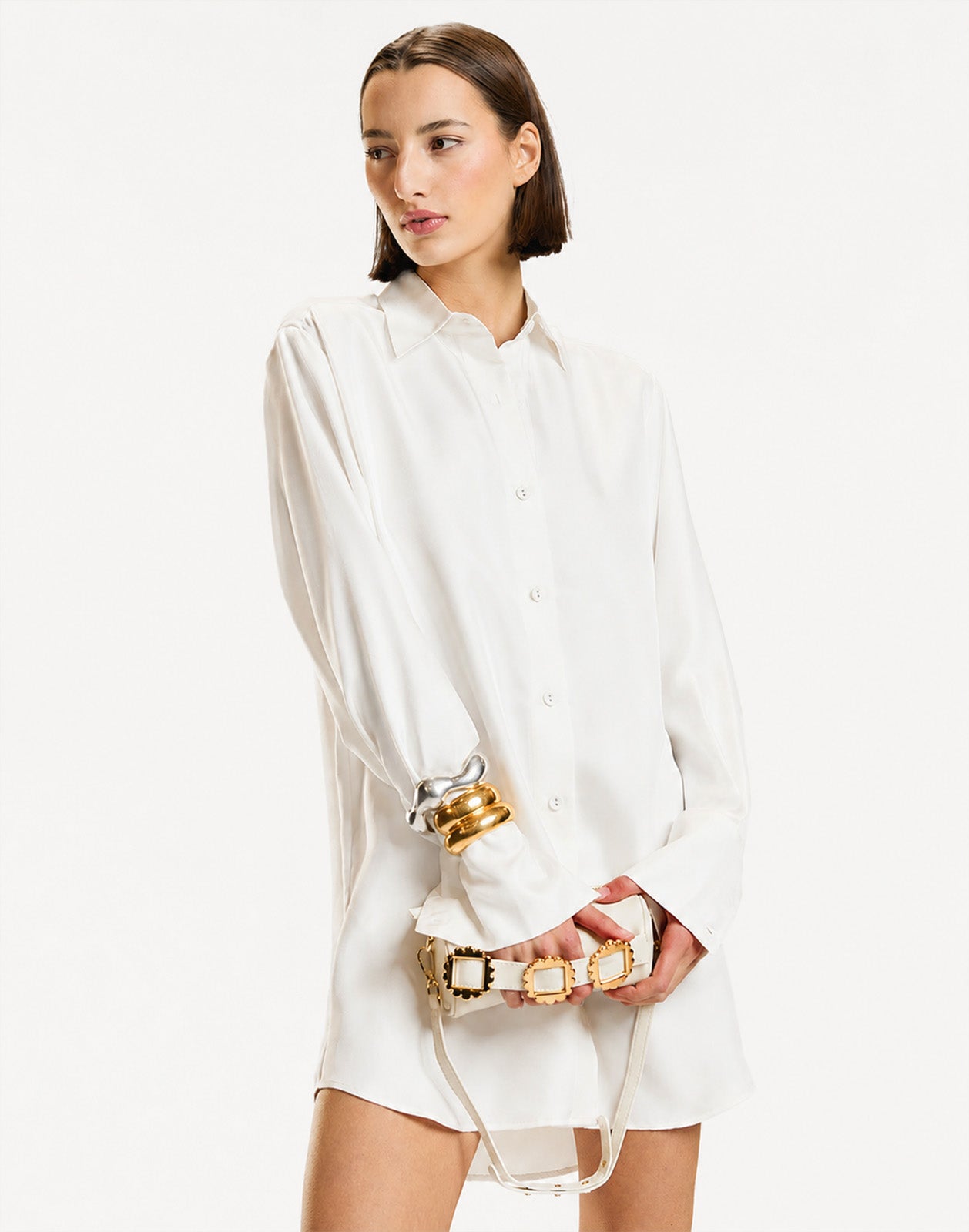 Cynthia Rowley Collectible Silk Shirt Dress - White