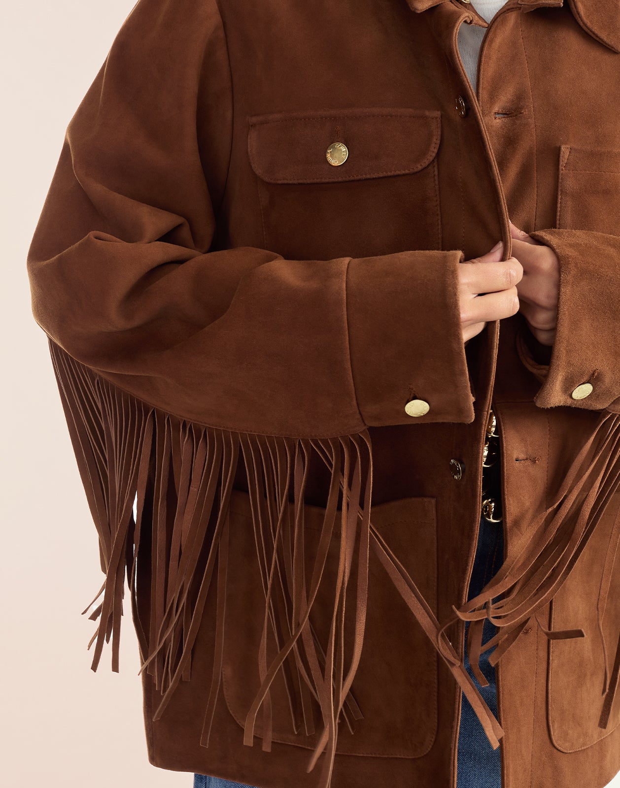 Cynthia Rowley Westward Fringe Suede Jacket