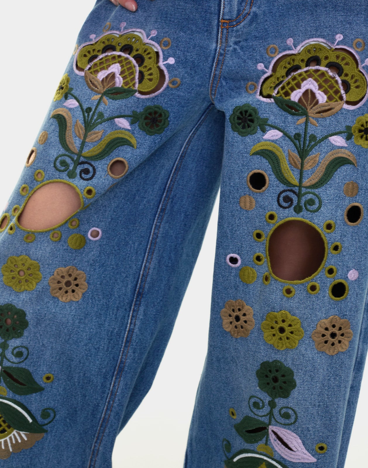 Cynthia Rowley Embroidered Wide-leg Jean