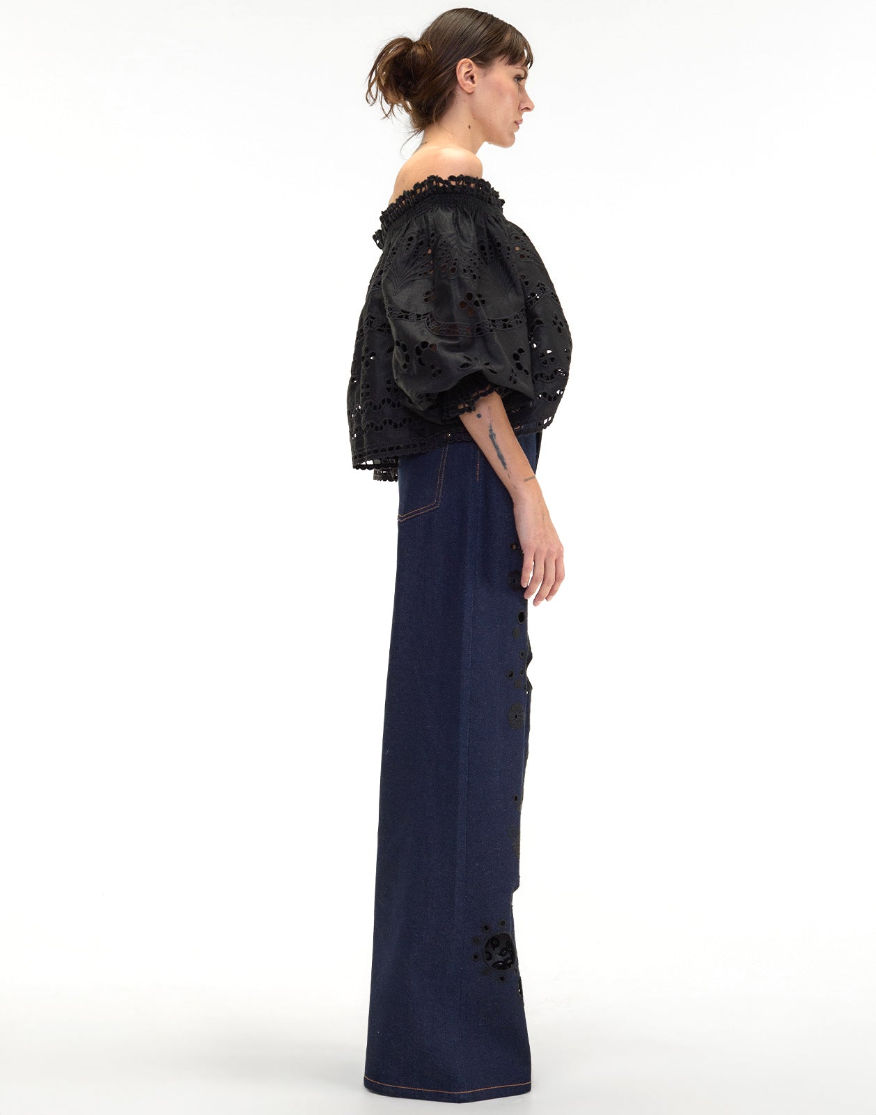 Cynthia Rowley Embroidered Wide-leg Jean