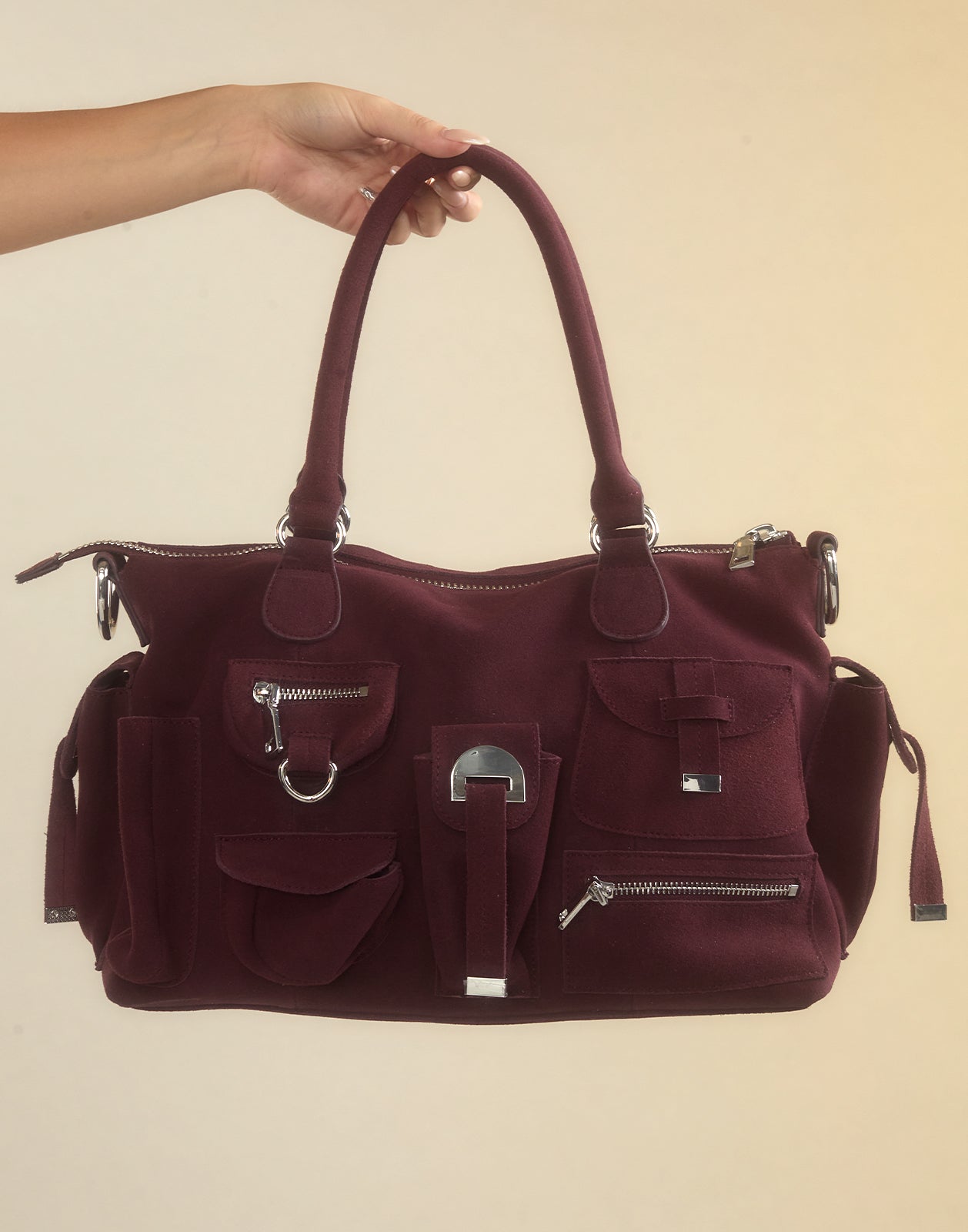 Cynthia Rowley Suede Cargo Pocket Shoulder Bag