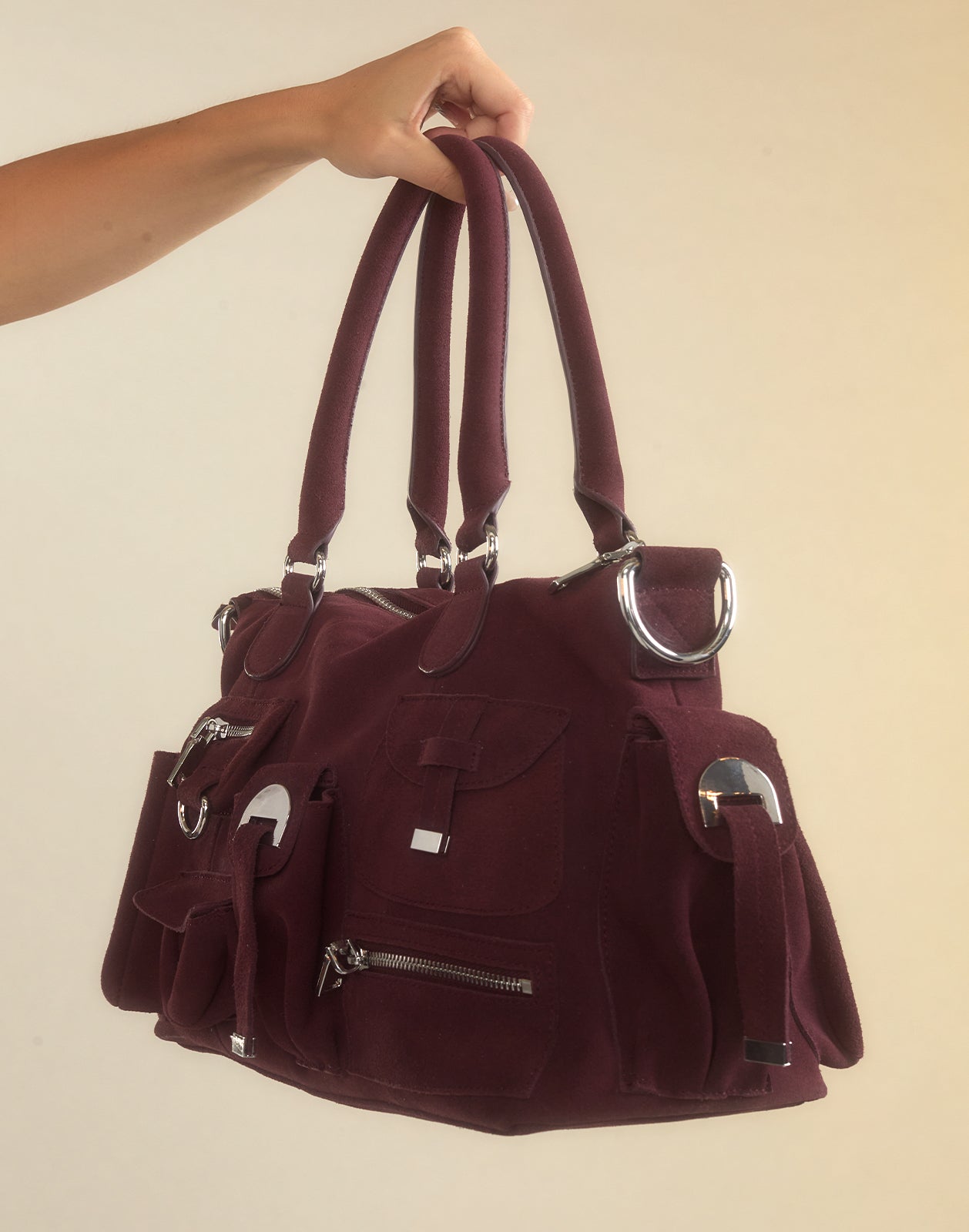 Cynthia Rowley Suede Cargo Pocket Shoulder Bag