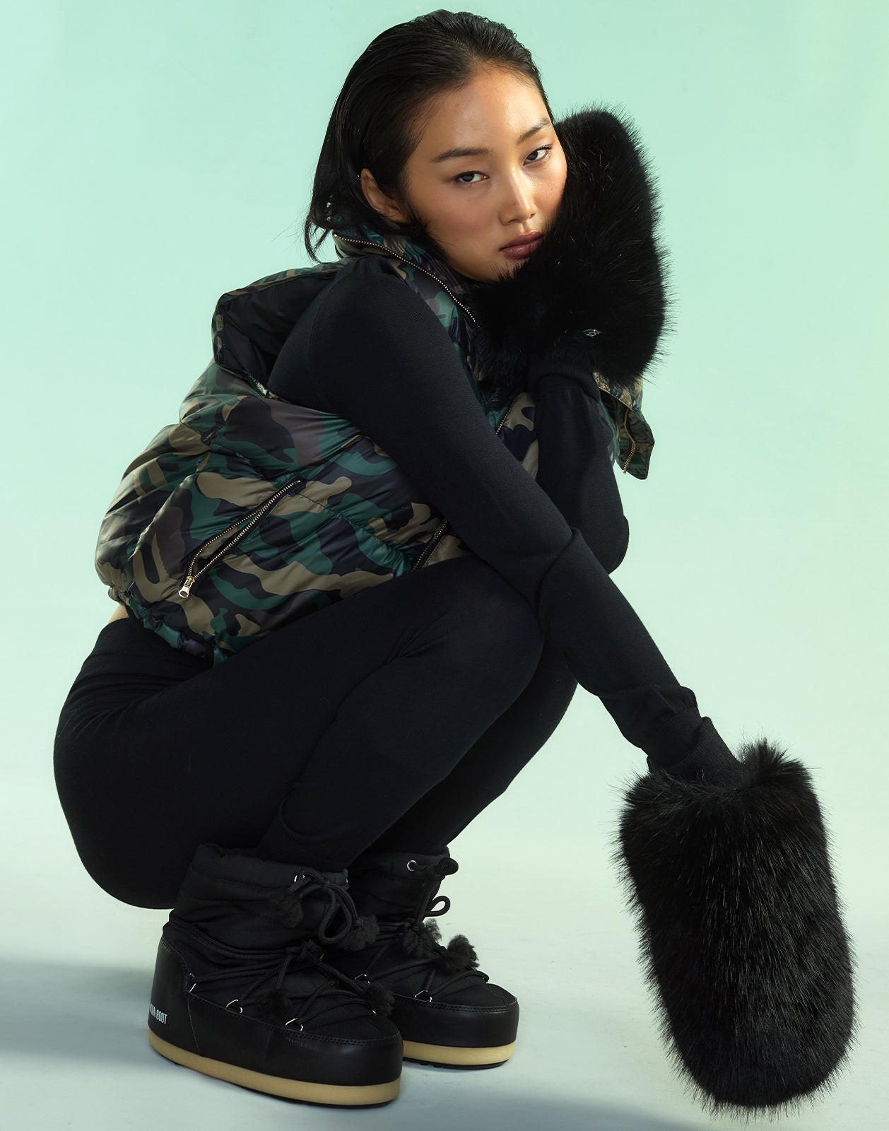 Faux Fur Oversized Mittens