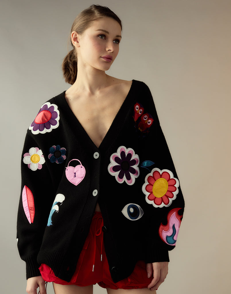 Playful Patchwork Cardigan Cynthia Rowley