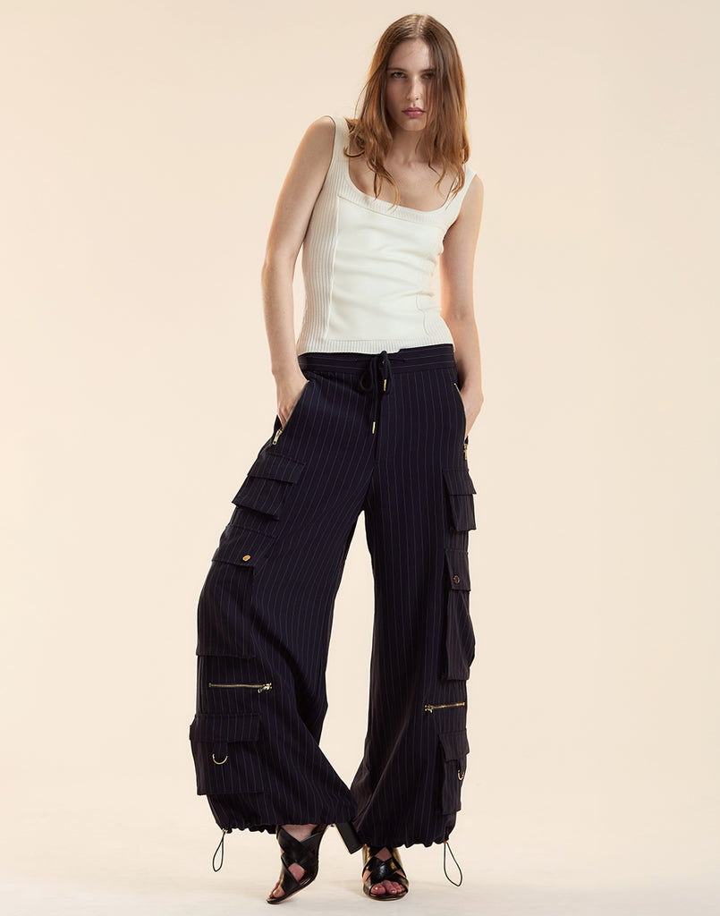 cynthia rowley silk dress pants pinstripe Cynthia Rowley Pinstripe Cargo Women Pants