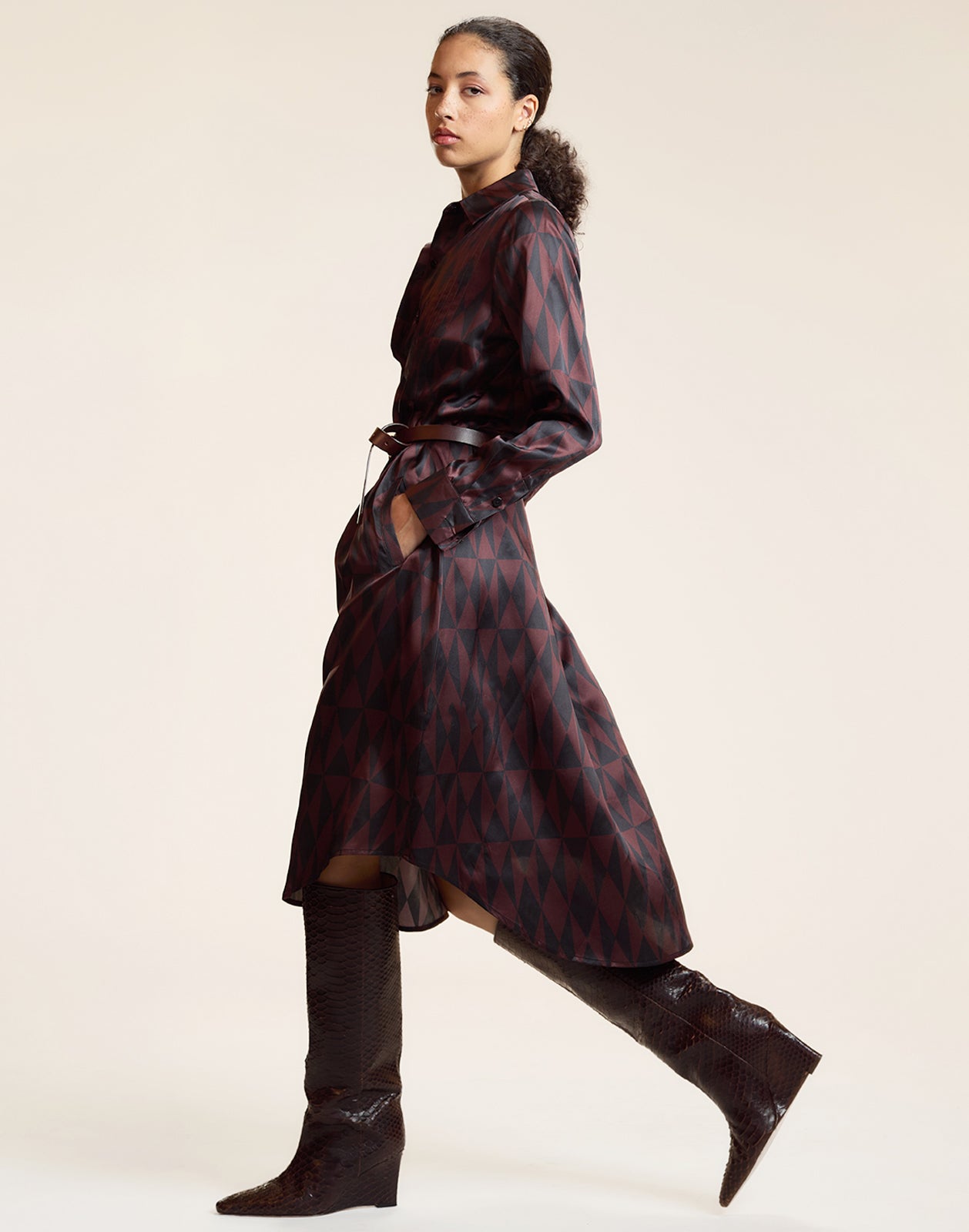 Silk Pintuck Shirt Dress