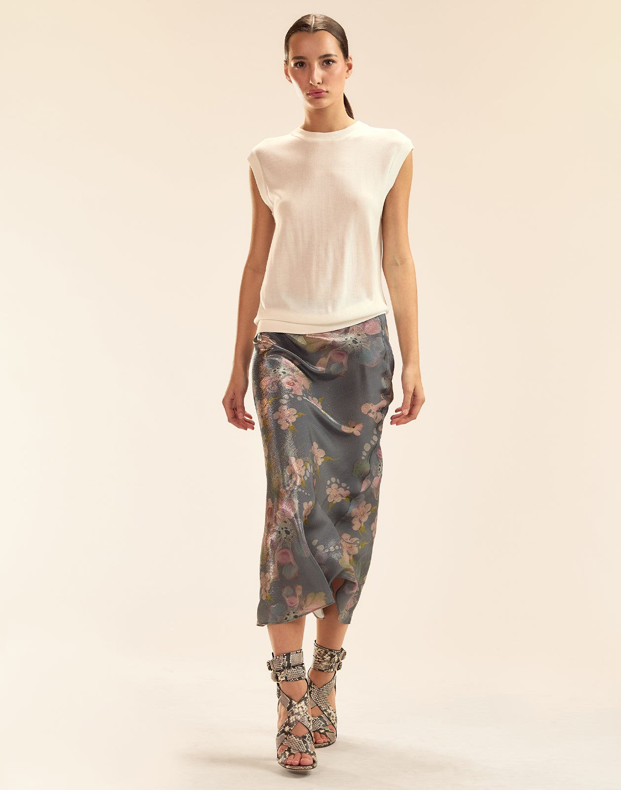 Cynthia Rowley Claude Silk Lamé Skirt