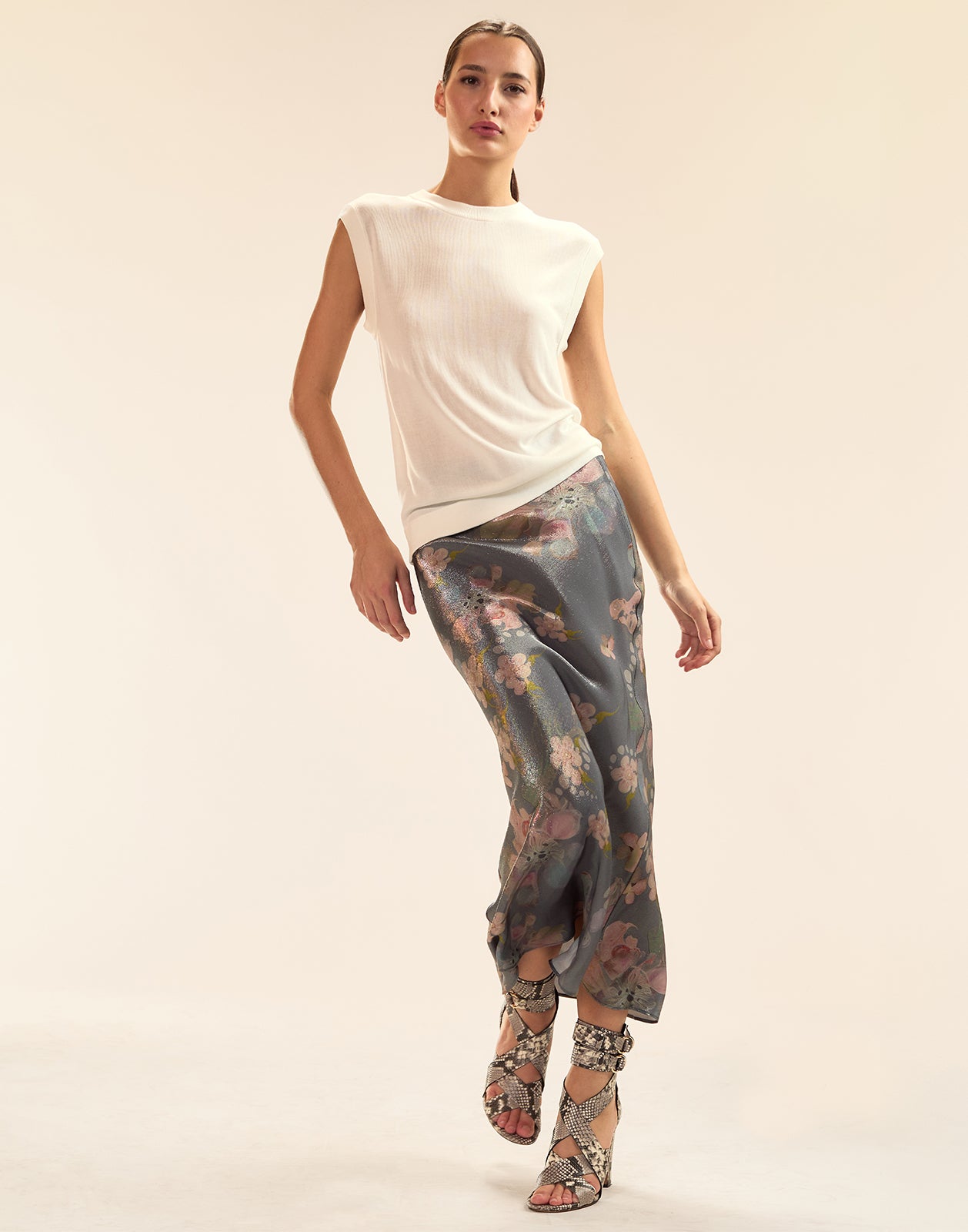 Cynthia Rowley Claude Silk Lamé Skirt