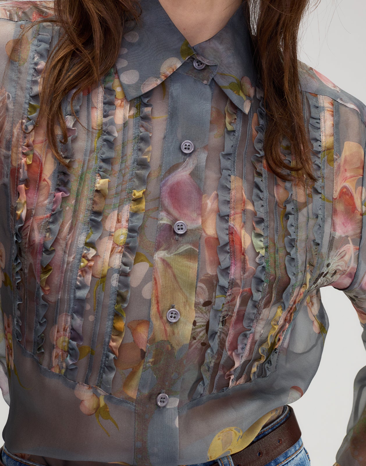 Cynthia Rowley Claude Silk Organza Tuxedo Shirt