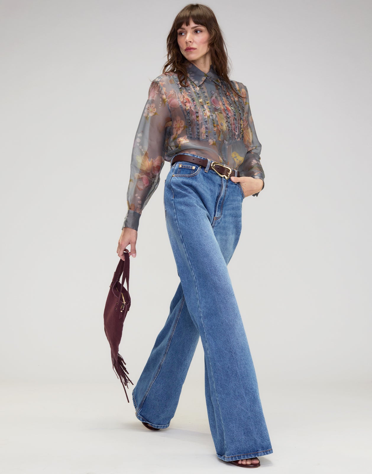 Cynthia Rowley Claude Silk Organza Tuxedo Shirt
