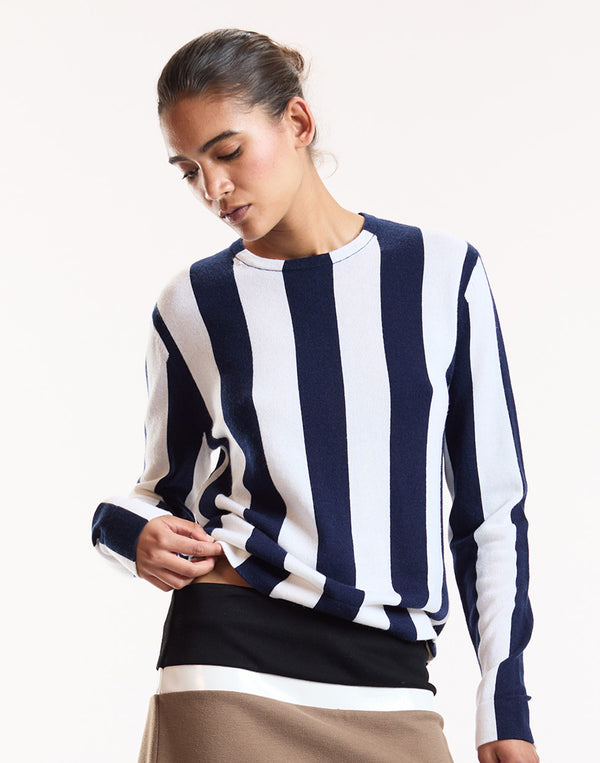 Navy Striped Long Sleeve Sweater