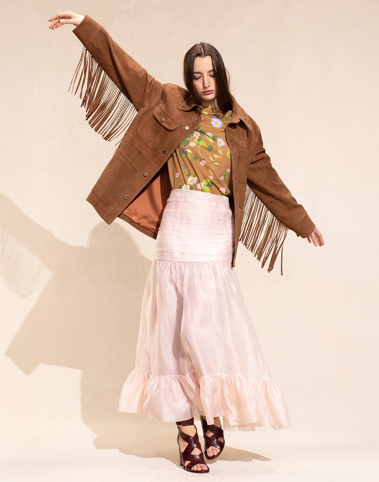 Cynthia Rowley Westward Fringe Suede Jacket