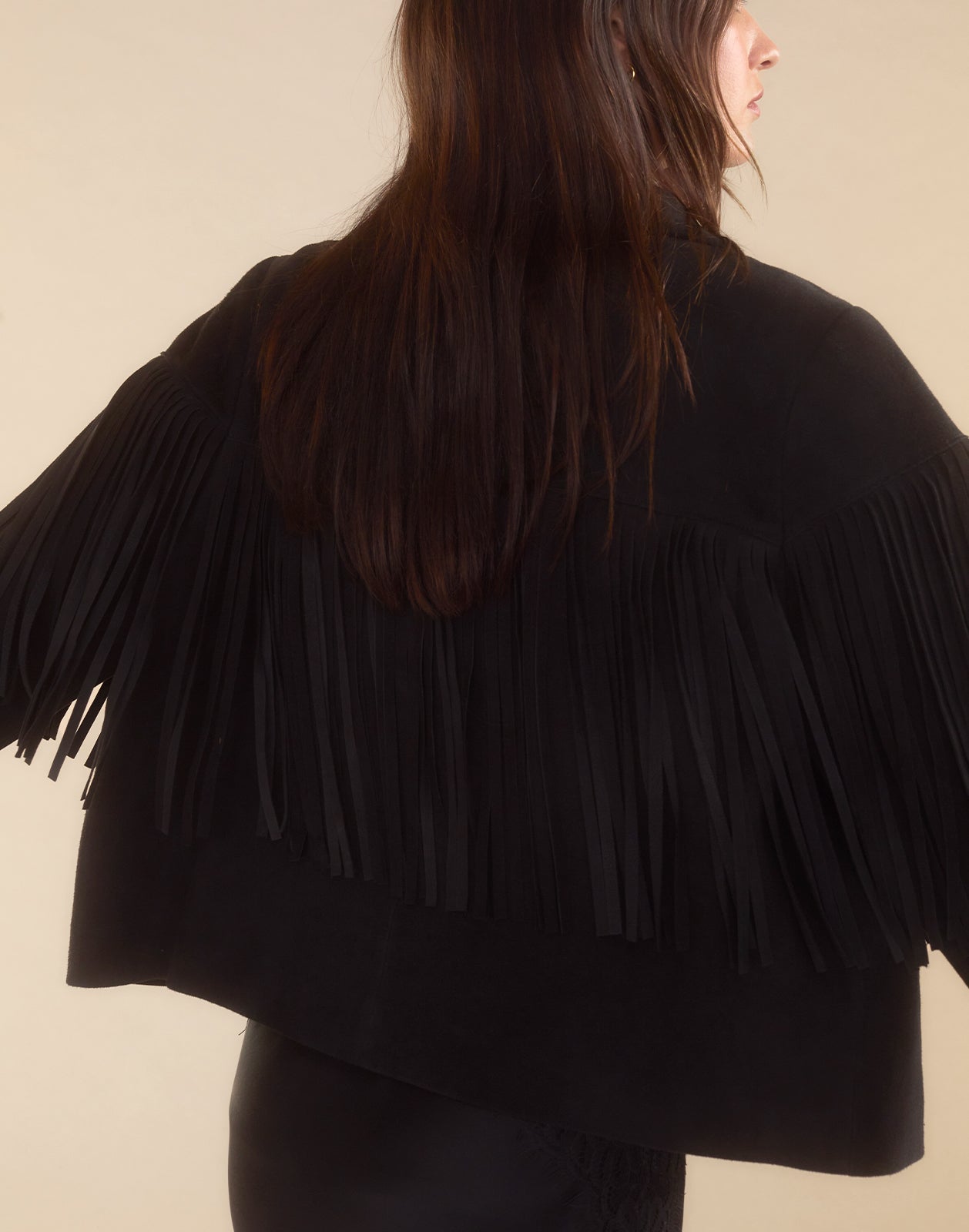 Cynthia Rowley Carrie Cropped Fringe Suede Jacket