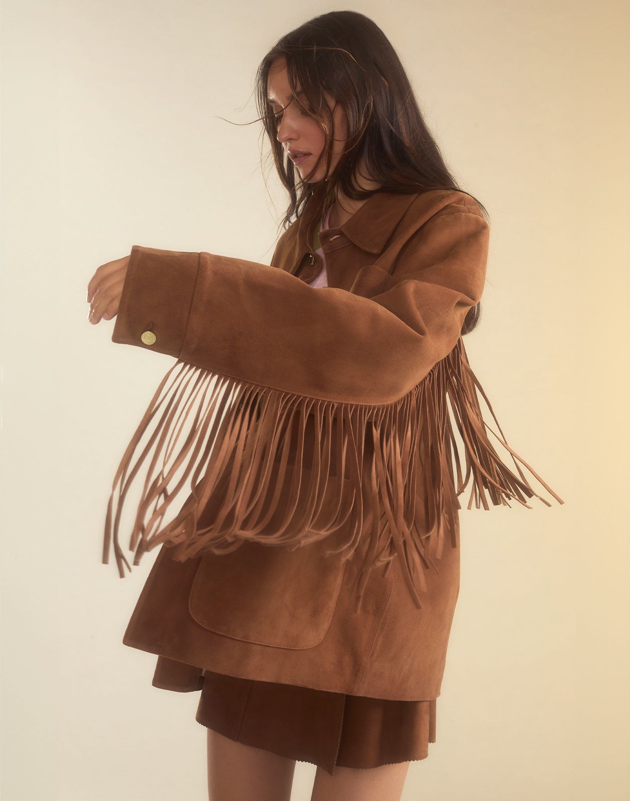 Cynthia Rowley Westward Fringe Suede Jacket