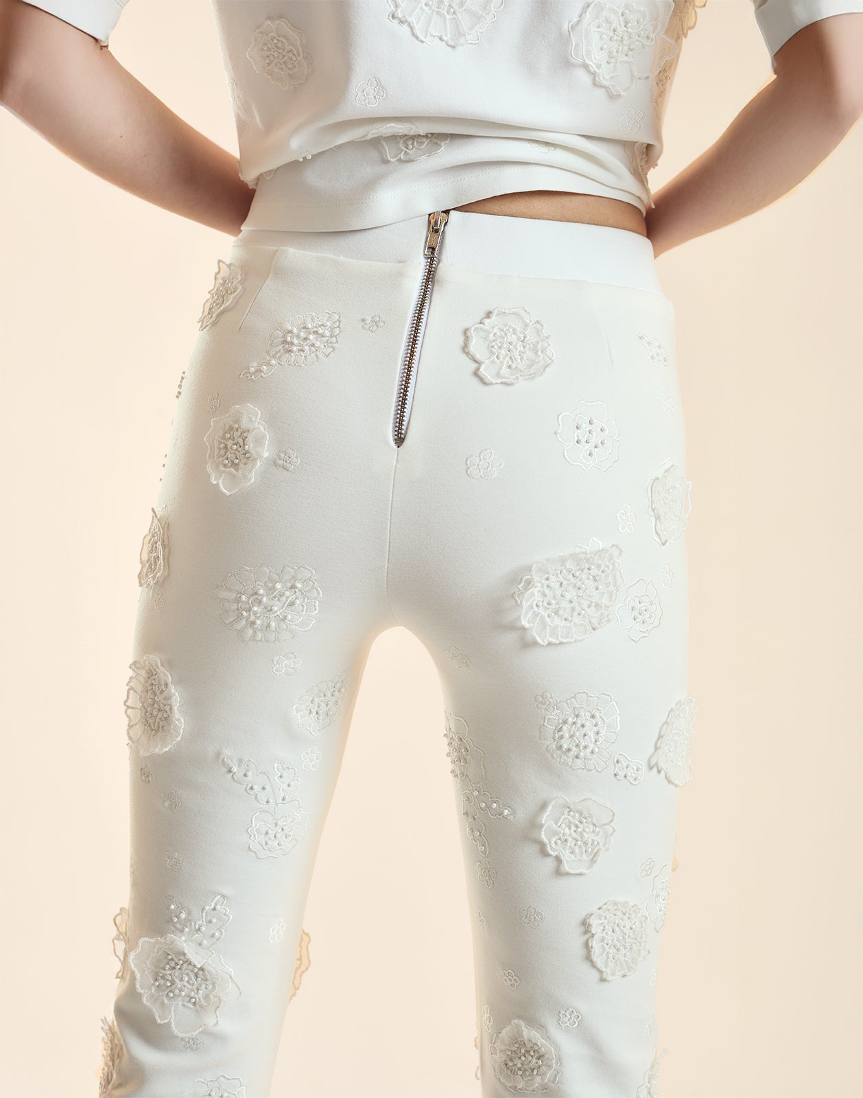 Embroidered Floral Applique Pant