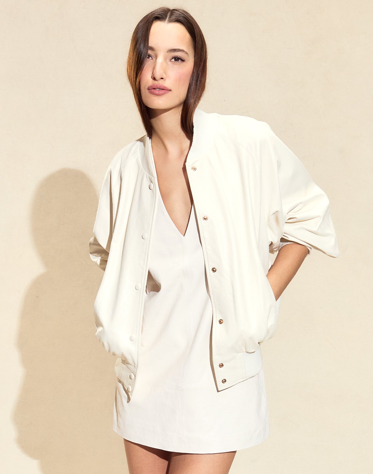 Cynthia Rowley Downtown Leather Bomber Jacket
