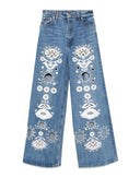 Embroidered Wide-leg Jean